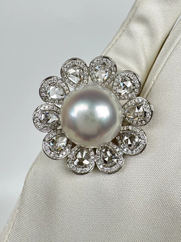 RalfDiamonds PEARL & DIAMOND RING (SIZE 54) RFD 0112 5