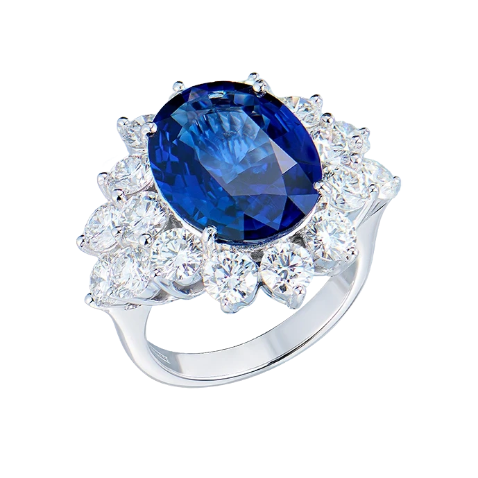 OVAL SAPPHIRE 8.59 CT ROYAL BLUE RING (GRS)