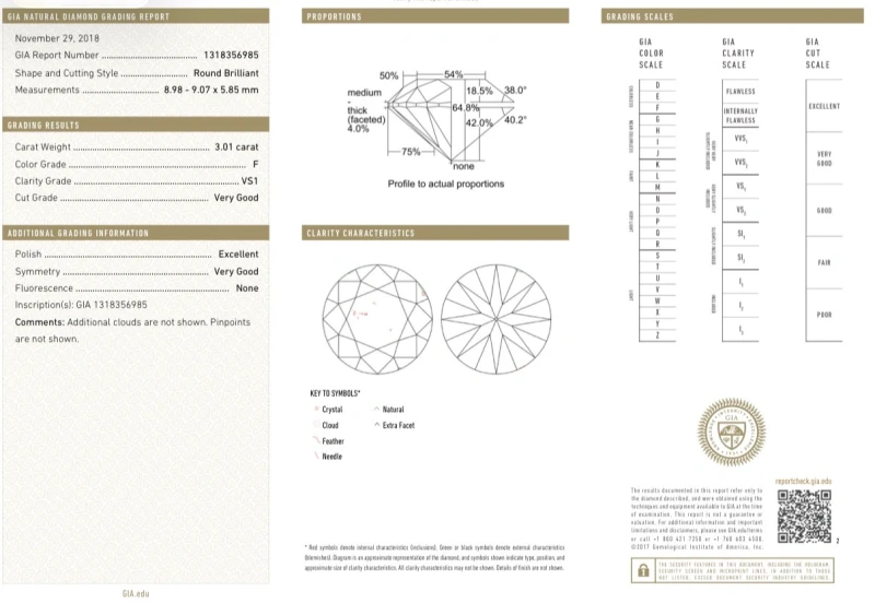 Earrings without a brand ROUND DIAMONDS 3.01-3.01 CT F/VS1 EARRINGS (GIA) 1313 3.01-3.01 CT F/VS1 3