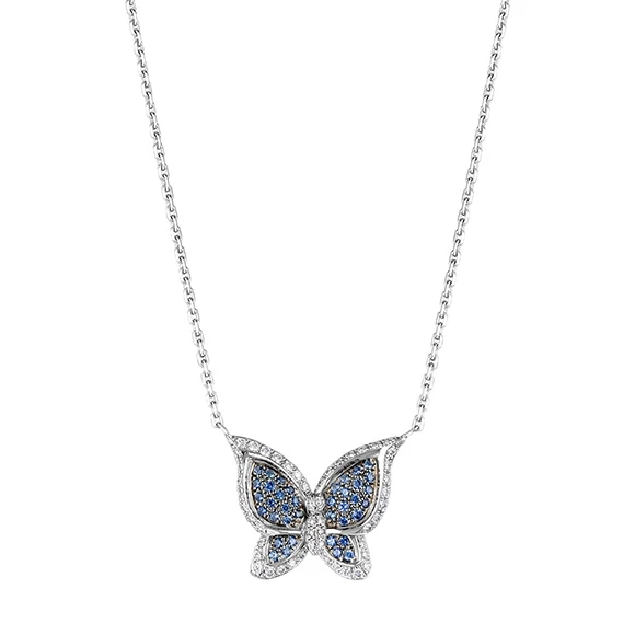 BUTTERFLY WHITE GOLD SAPPHIRE PENDANT