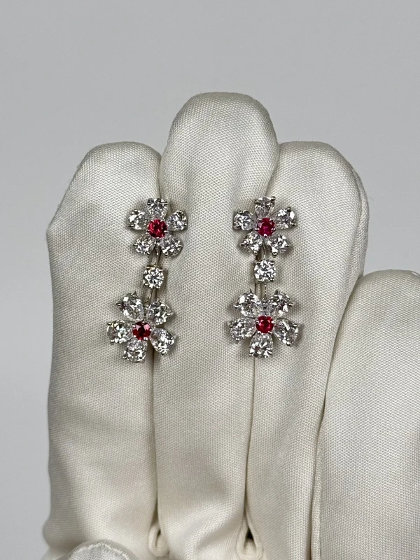 Graff DOUBLE FLOWER DIAMOND & RUBY SET GE/GD 6