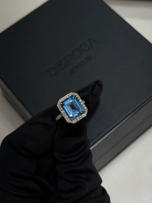 DeRosa OCTAGON TOPAZ RING 6.48 CT WITH DIAMONDS R525679B 2