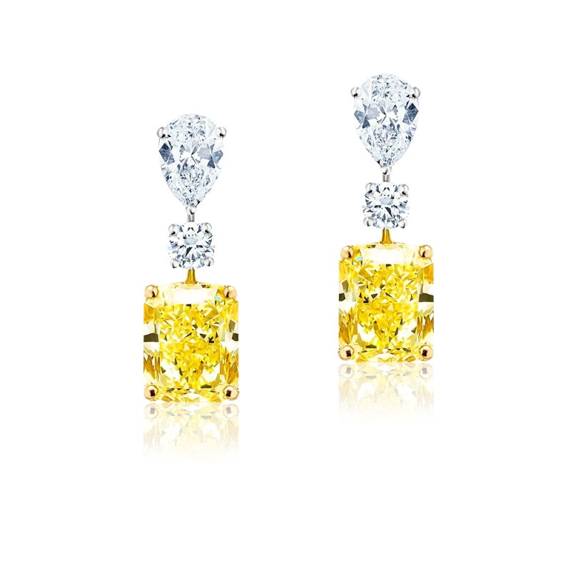 RADIANT DIAMOND 1.65 - 1.64 CT FANCY YELLOW/VVS2 EARRINGS