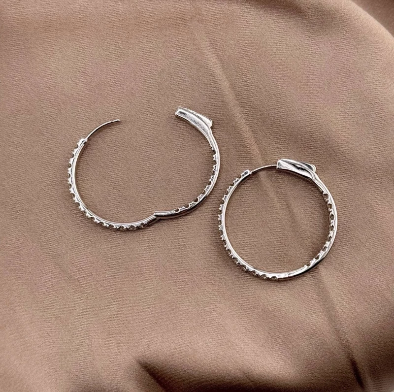 Earrings without a brand DIAMOND HOOP EARRINGS 2.09 CT 2.09 СТ 7