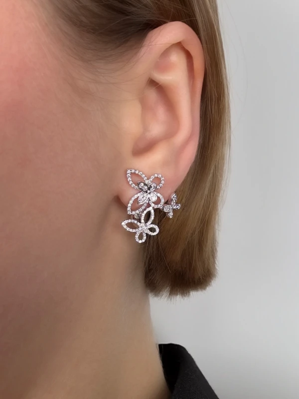 GRAFF TRIPLE BUTTERFLY SILHOUETTE DIAMOND EARRINGS RGE1610 2