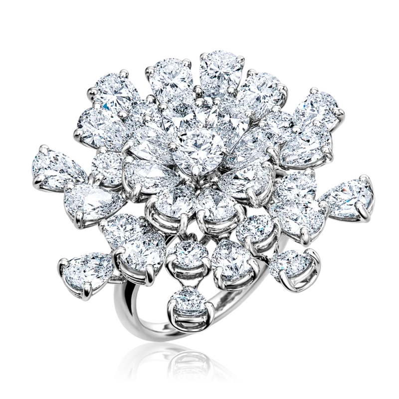 PEARS & ROUNDS DIAMONDS RING (SIZE 53)
