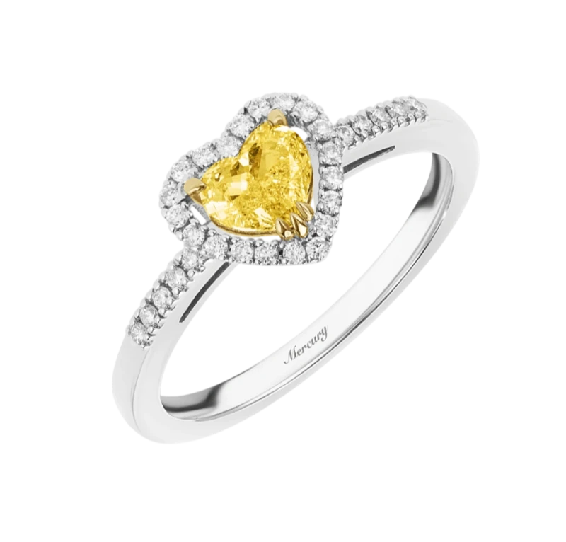 HEART DIAMOND 0.51 CT FANCY YELLOW/VS RING (SIZE 49)