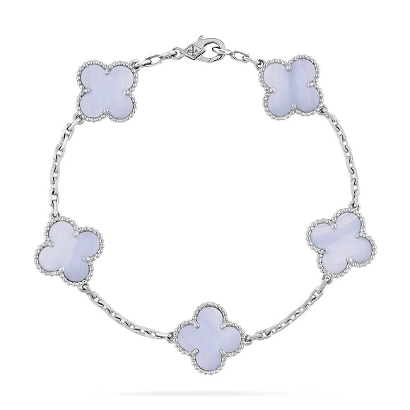 Van Cleef & Arpels VINTAGE ALHAMBRA BRACELET, 5 MOTIFS. CHALCEDONY VCARD34700