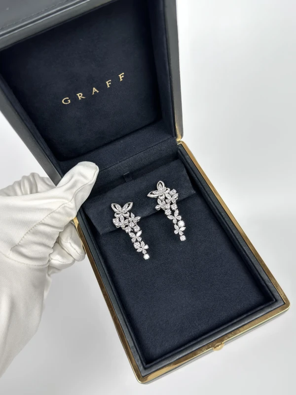GRAFF White Gold White Multi Shape Diamond Butterfly Motif Earrings RGE1302 5