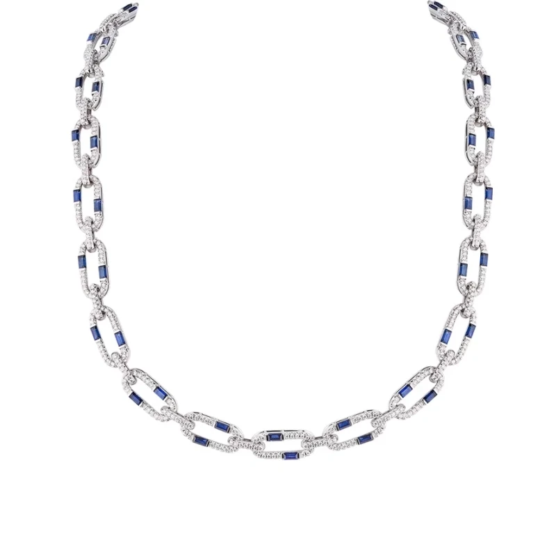 SAPPHIRE 5.20 CT & DIAMOND 5.30 CT NECKLACE