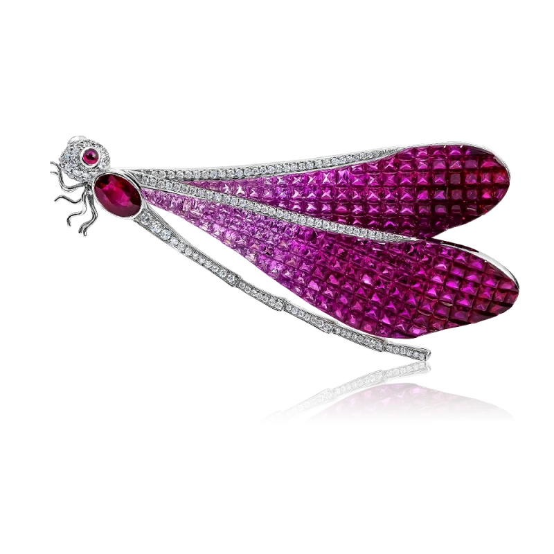 RUBY & PINK SAPPHIRE BROOCH