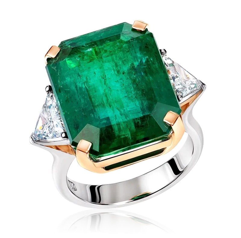 EMERALD 18.96 CT VIVID GREEN RING (GRS)