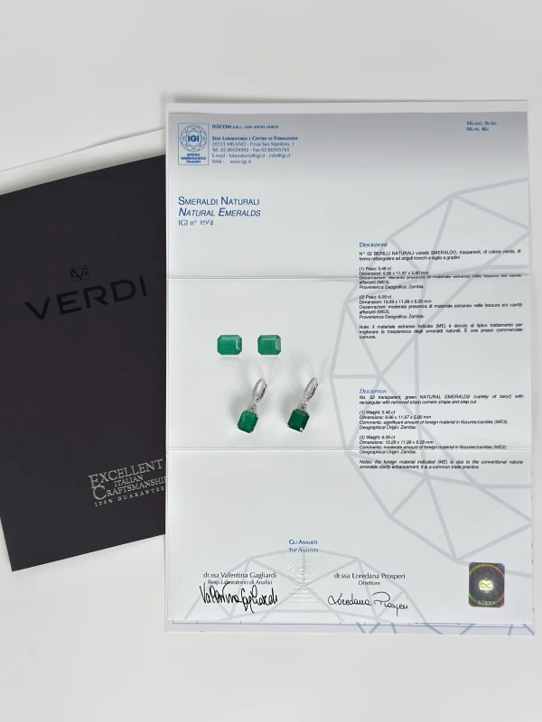 VERDI JEWELLERY СЕРЬГИ С ИЗУМРУДАМИ 5.46 CT - 6.09 CT A10M 4