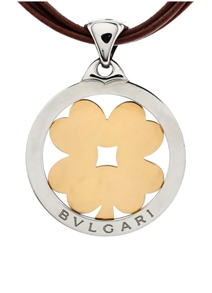TONDO CLOVER PENDANT NECKLACE STAINLESS STEEL WITH 18K YELLOW GOLD