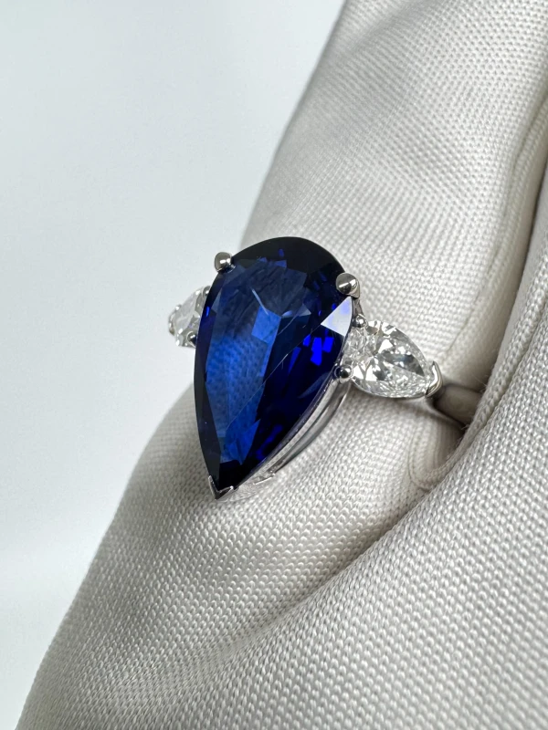 DeRosa PEARSHAPE SAPPHIRE 3.54 CT "ROYAL BLUE" RING, SRI LANKA (SIZE 53) GRS R206532 4