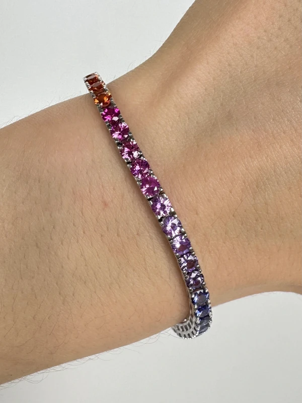 DeRosa MULTICOLOR SAPPHIRE 8.81 CT BRACELET (SIZE 17) B767980 4