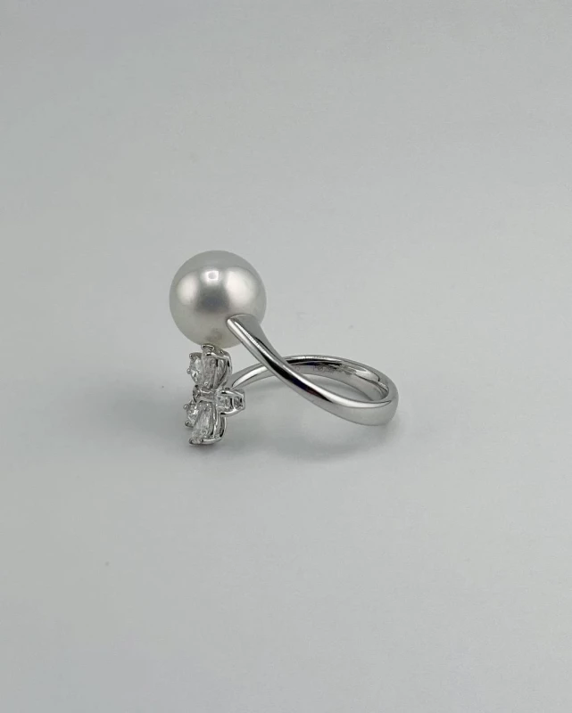 Mercury FLOWER RING, PEARL AND DIAMONDS, WHITE GOLD MR22998/PRL10/FL 9