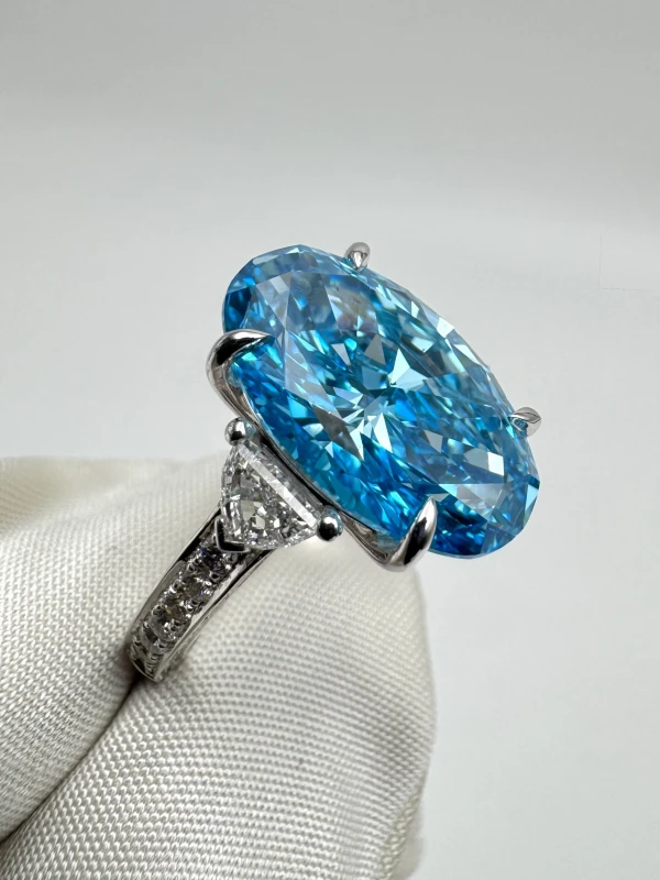 Earrings without a brand OVAL DIAMOND 7.03 CT FANCY VIVID BLUE*/INTERNALLY FLAWLESS RING (GIA) NN7.03 3