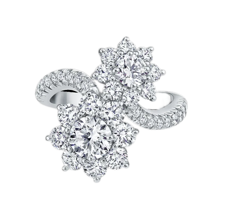 DeRosa Sunflower Diamond Twin Ring 0.70 - 0.30 CT F/VVS2 (GIA) R6052622