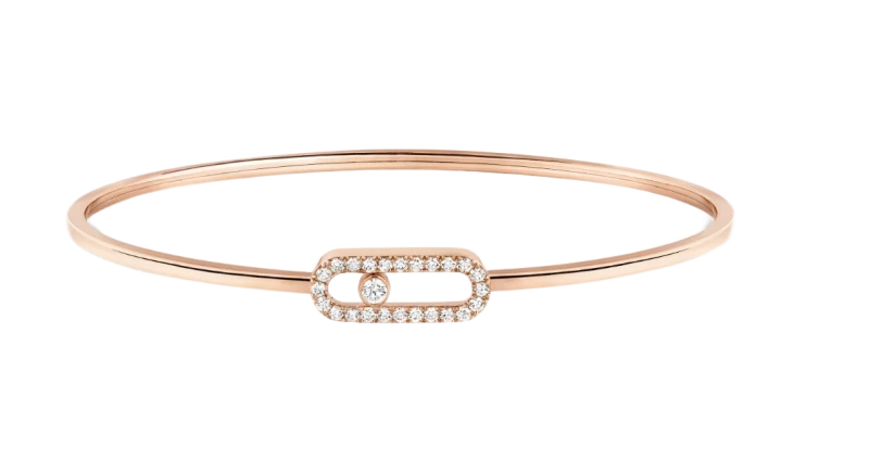 Move Uno Pavé Flex Bangle  Pink Gold Diamond Bracelet (size M)