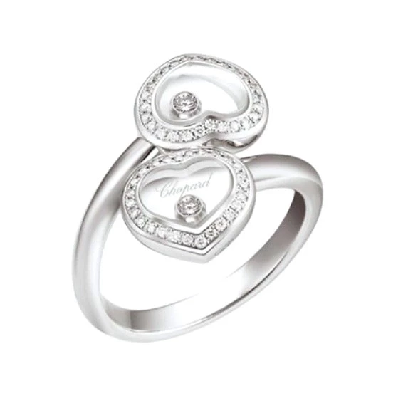 HAPPY DIAMONDS DOUBLE HEART RING