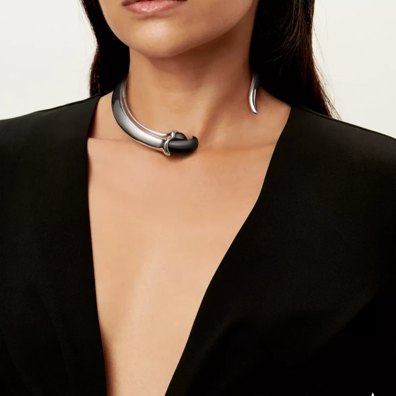 Tiffany & Co Elsa Peretti Claw Necklace in Sterling Silver with Black Nephrite Jade 19760464 3
