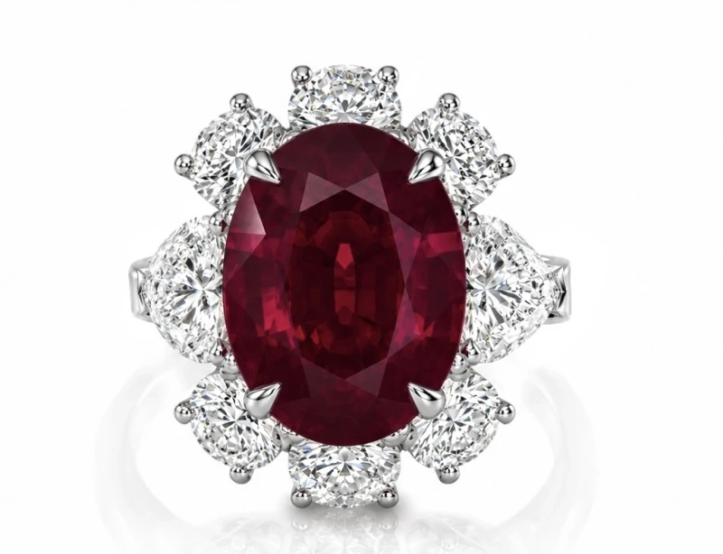 MOZAMBIQUE RUBY 7.02 CT "VIVID RED" RING (SIZE 52) GRS