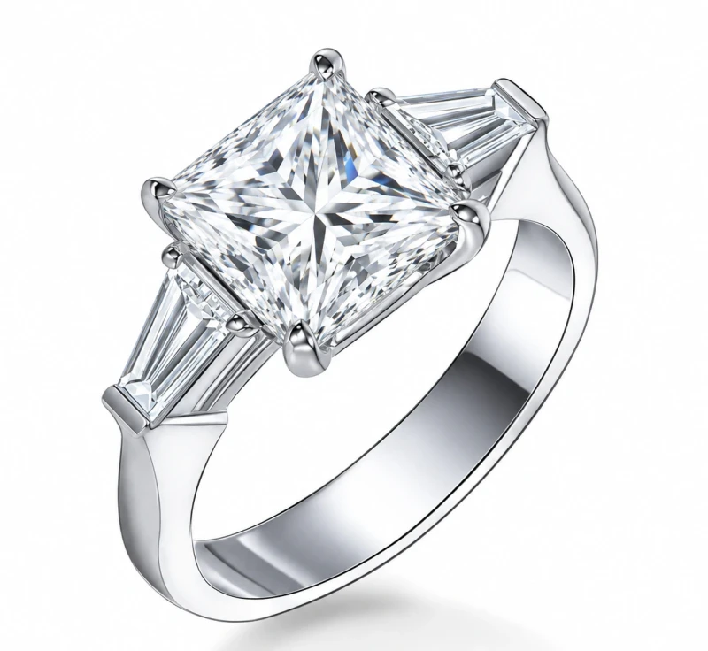 PRINCESS CUT DIAMOND 3.04 CT H/VS1 RING (SIZE 53) GIA