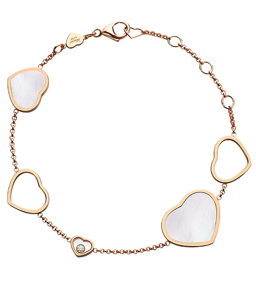 HAPPY HEARTS BRACELET, MOTHER OF PEARL, ROSE GOLD