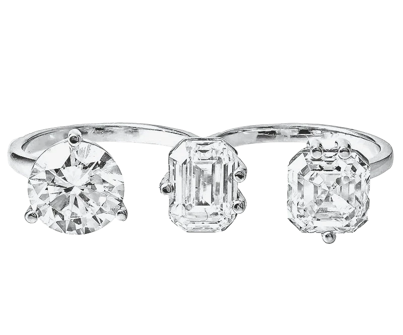 DIAMOND RING ROUND DIAMOND 3.05 CT- EMERALD DIAMOND 3.00 CT- ASHER DIAMOND 3.26 CT (SIZE 53)