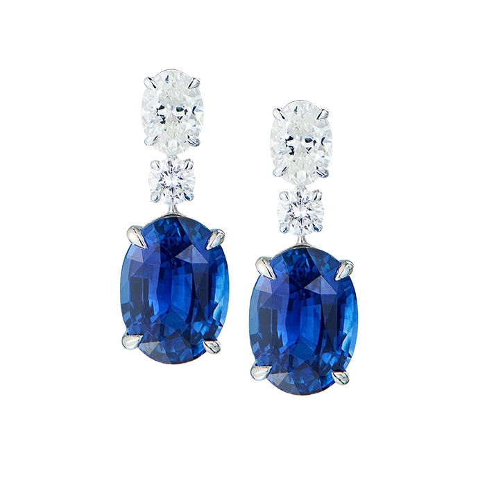 No name OVAL SAPPHIRE 6.22-6.85 CT ROYAL BLUE EARRING (GRS) SAP 6.22-6.85 CT 1