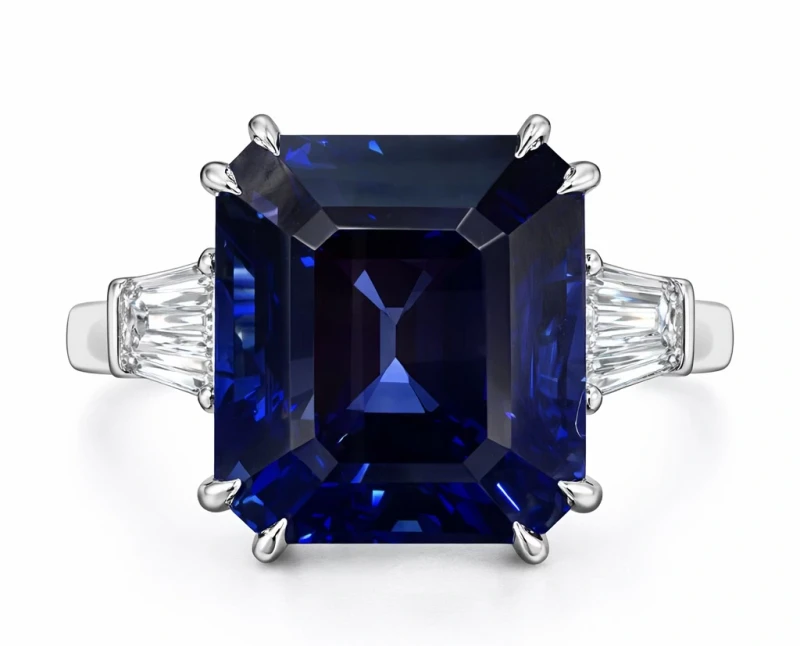 OCTAGONAL SAPPHIRE 15.05 CT ROYAL BLUE RING (GRS)