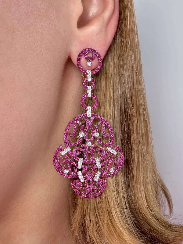 Jacob & Co LACE, CHANDELIER EARRINGS, RUBIES, DIAMONDS, ROSE GOLD 20150012366 2