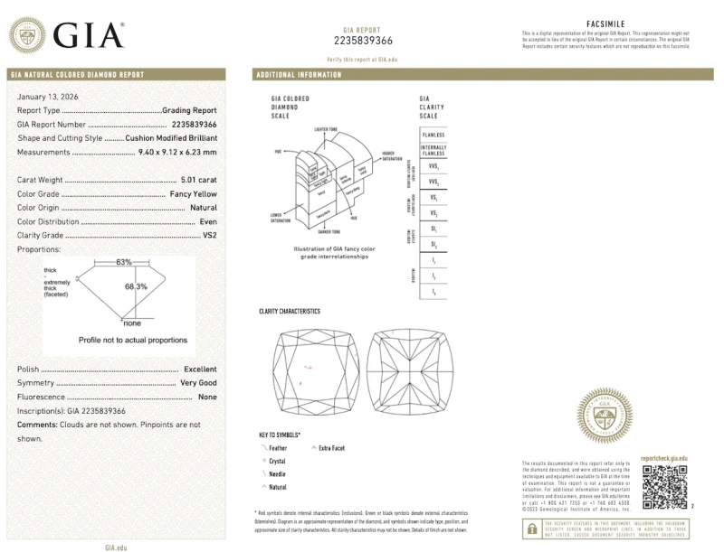 Earrings without a brand CUSHION DIAMOND 5.01-5.01 CT FANCY YELLOW/VS2 EARRINGS (GIA) nn5.0-5.01ct FY/VS2 3