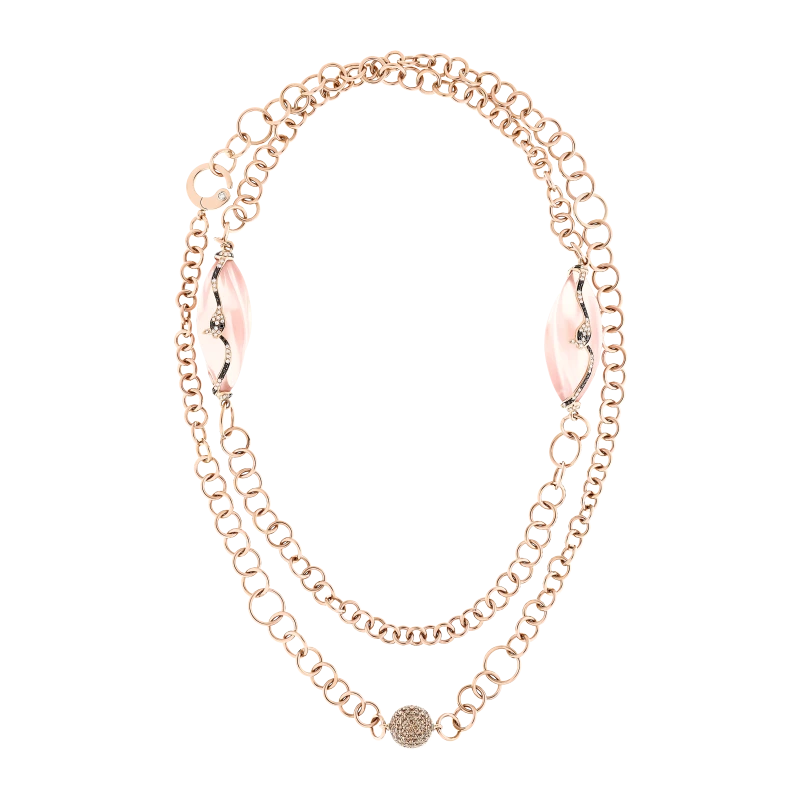 CRIVELLI ROSE QUARTZ & DIAMOND NECKLACE 212-L750 1