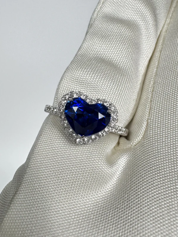 Earrings without a brand HEART SAPPHIRE 2.38 CT ROYAL BLUE RING (SIZE 52) NN 2.38 CT 3