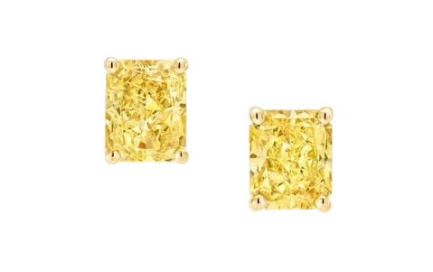 RADIANT DIAMONDS 3.02-3.07 FANCY YELLOW EARRINGS (GIA)