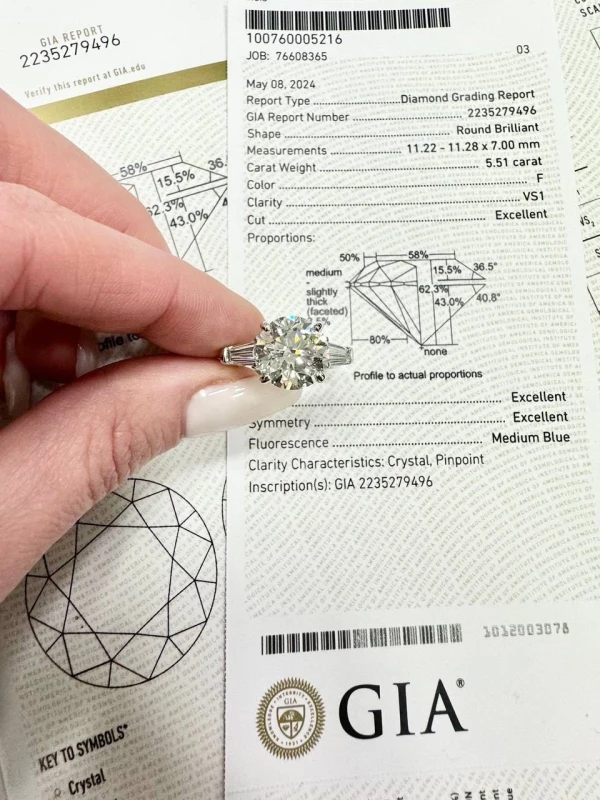 No name DIAMOND 5.51 CT F/VS1 RING EXEXEX (GIA) NN5.51CTF/VS1 3