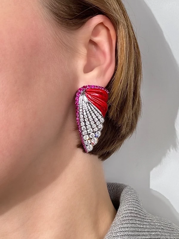 RalfDiamonds RUBY 3.36 CT & DIAMOND 7.14 CT EARRINGS RD2409 2