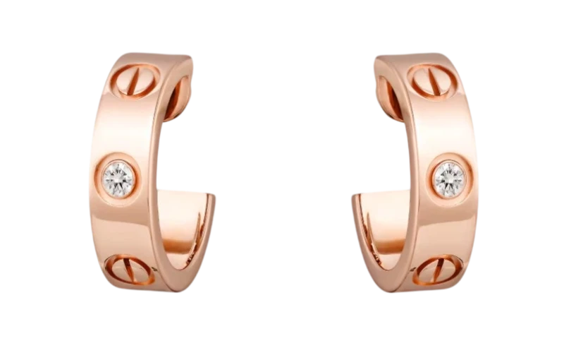 LOVE hoop earrings, classic model, 2 diamonds