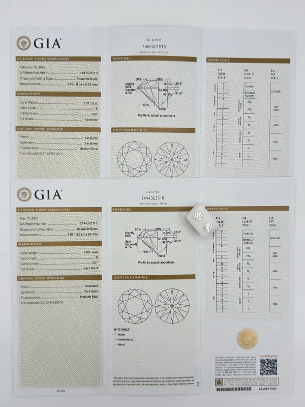 Earrings without a brand ROUND DIAMONDS 2.00-2.01CT F-G/VS EARRING (GIA) NN2.00-2.01CT F-G/VS 4