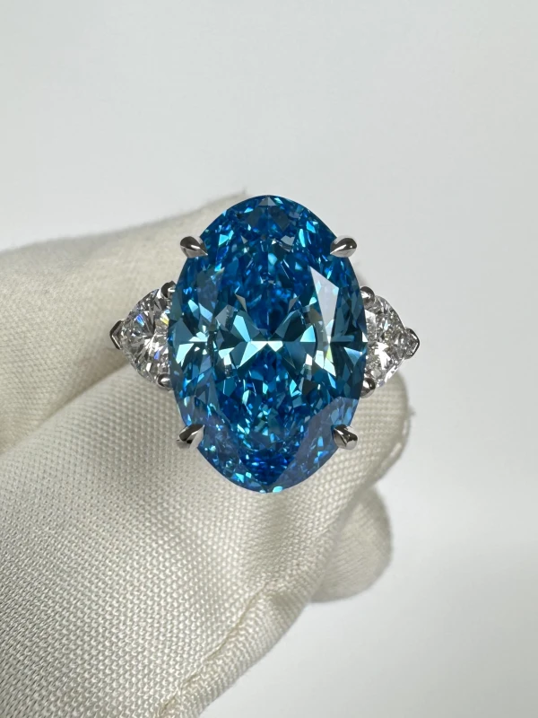 No name OVAL DIAMOND 5.13 CT FANCY VIVID BLUE*/VVS1 RING (SIZE 51) GIA NN5.13CT FVB/VVS1 5