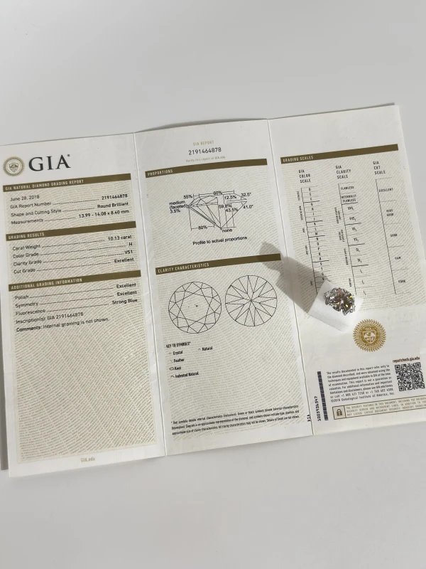 Earrings without a brand ROUND DIAMOND 10.13 CT H/VS1 RING (GIA) EXEXEX NN10.13H/VS1 5