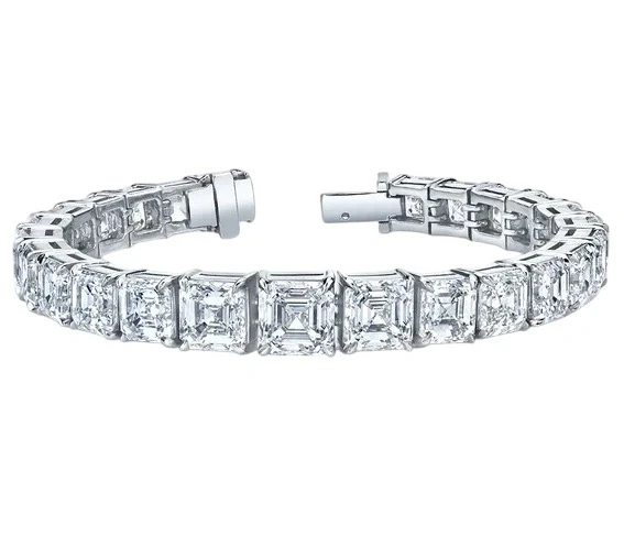 ASSCHER DIAMOND 31.23 CT E-G/VS2 BRACELET (SIZE 17.5) GIA
