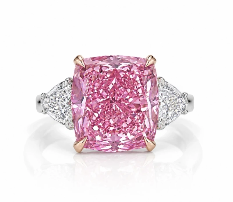 CUSHION DIAMOND 7.01 CT FANCY VIVID PINK*/VVS2 RING (SIZE 53) GIA