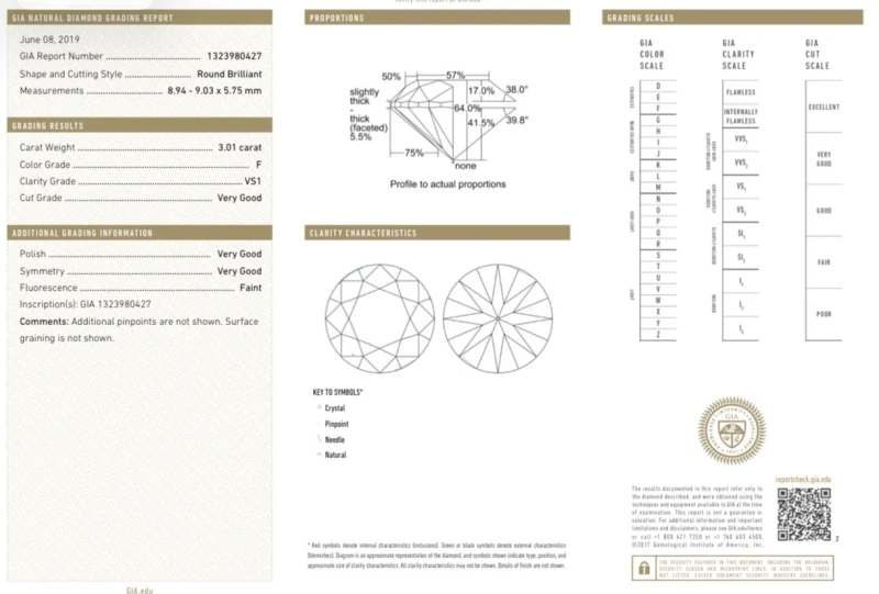 Earrings without a brand ROUND DIAMONDS 3.01-3.01 CT F/VS1 EARRINGS (GIA) 1313 3.01-3.01 CT F/VS1 2