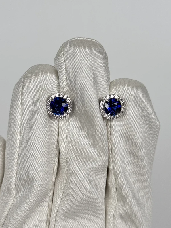 DeRosa SAPPHIRE EARRINGS 1.45 - 1.30 CT VIVID BLUE E448275 2