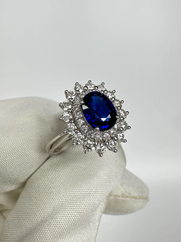No name OVAL SAPPHIRE 1.58 CT ROYAL BLUE RING (SIZE 52) SAP 1.58CT 2