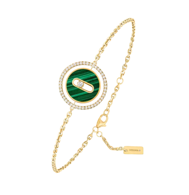 Lucky Move PM Malachite Bracelet Diamant Or Jaune
