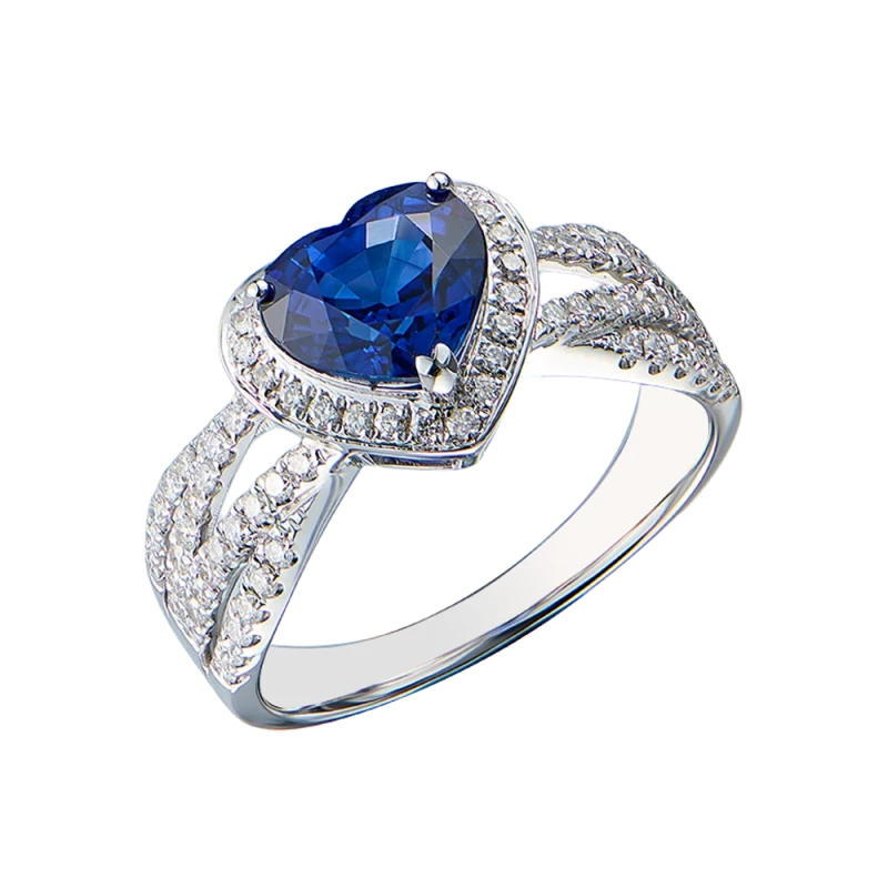 HEART SAPPHIRE 1.94 CT ROYAL BLUE RING (SIZE 53)